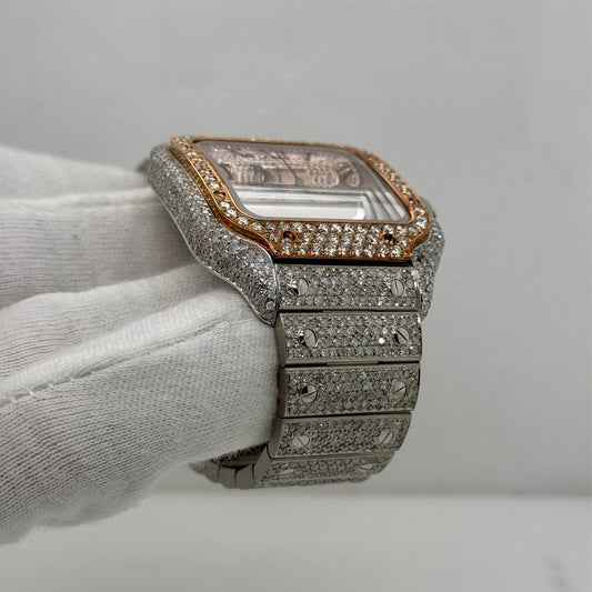Cartier Santos 40mm – Fully Iced-Out Diamond Watch Rose Gold