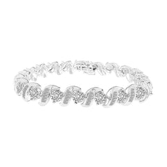 LADIES BRACELET 5.00CT ROUND/BAGUETTE DIAMOND 10K WHITE GOLD