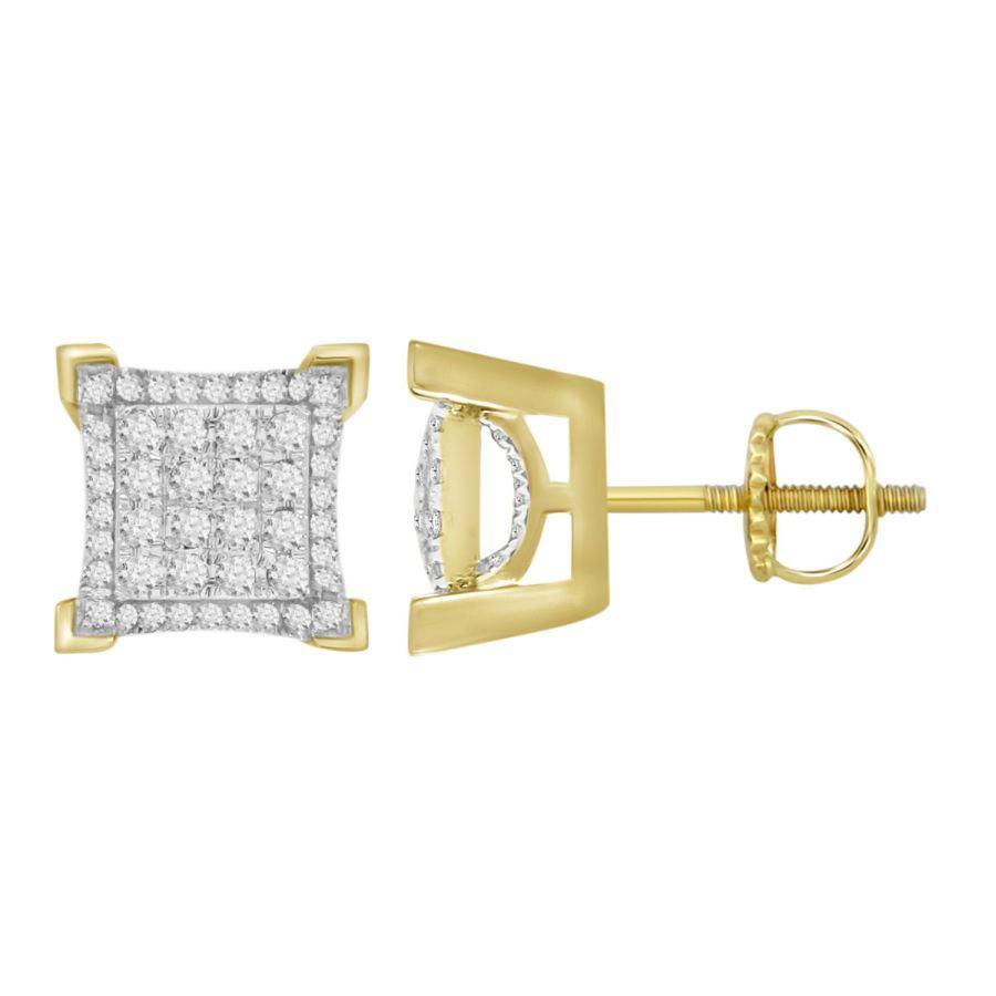 LADIES EARRINGS 0.25CT ROUND DIAMOND 10K YELLOW GOLD