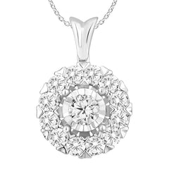 LADIES PENDANT WITH CHAIN 1.00CT ROUND DIAMOND 14K WHITE GOLD