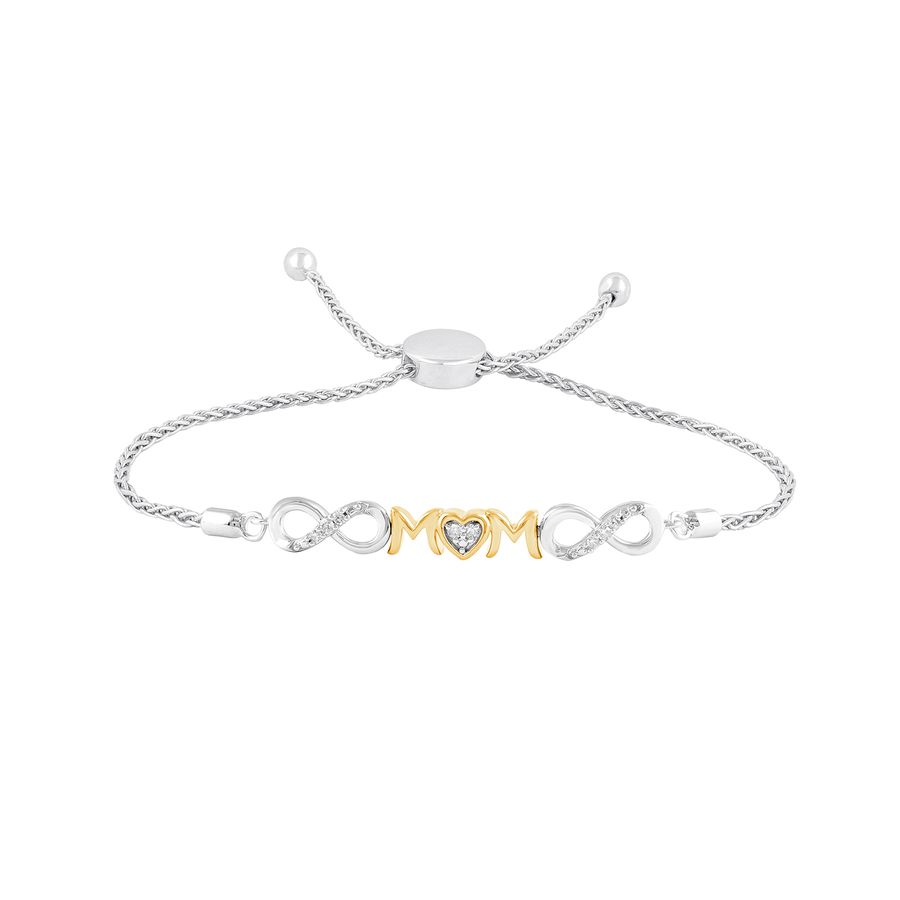 LADIES BRACELET 0.06CT ROUND DIAMOND WHITE/YELLOW GOLD/STERLING SILVER