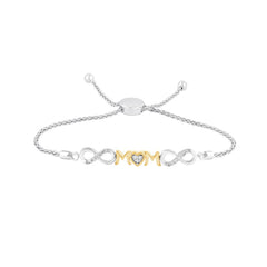 LADIES BRACELET 0.06CT ROUND DIAMOND WHITE/YELLOW GOLD/STERLING SILVER