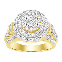 LADIES RING 2.00CT ROUND/BAGUETTE DIAMOND 10K YELLOW GOLD