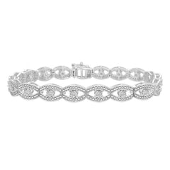 LADIES BRACELET 0.25CT ROUND DIAMOND STERLING SILVER/WHITE GOLD