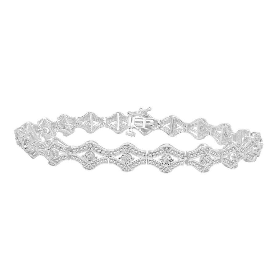 LADIES BRACELET 0.25CT ROUND DIAMOND STERLING SILVER/WHITE GOLD