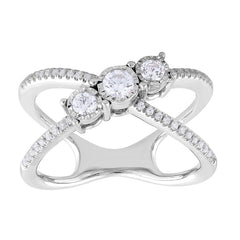 LADIES FASHION RING 0.50CT ROUND DIAMOND 10K WHITE GOLD