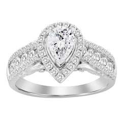 LADIES RING 1.50CT ROUND DIAMOND 14K WHITE GOLD (SI QUALITY) (CENTER STONE 0.75CT PEAR DIAMOND)