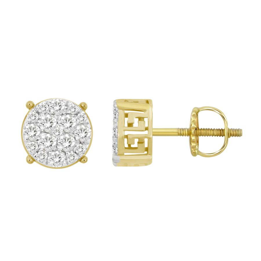 LADIES STUD EARRINGS 0.50CT ROUND DIAMOND 10K YELLOW GOLD