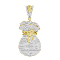 MEN'S CHARM 1.10CT ROUND/BAGUETTE DIAMOND 10K YELLOW GOLD