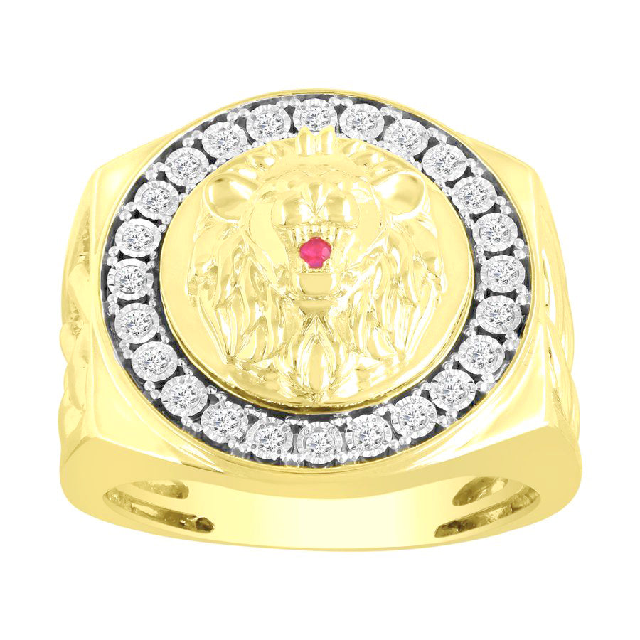 MEN'S RING 0.25CT ROUND DIAMOND 10K YELLOW GOLD