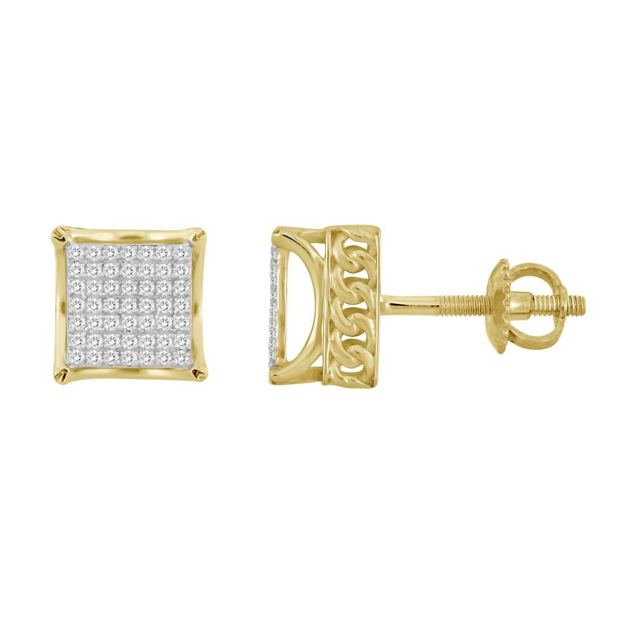 LADIES STUD EARRINGS 0.25CT ROUND DIAMOND 10K YELLOW GOLD