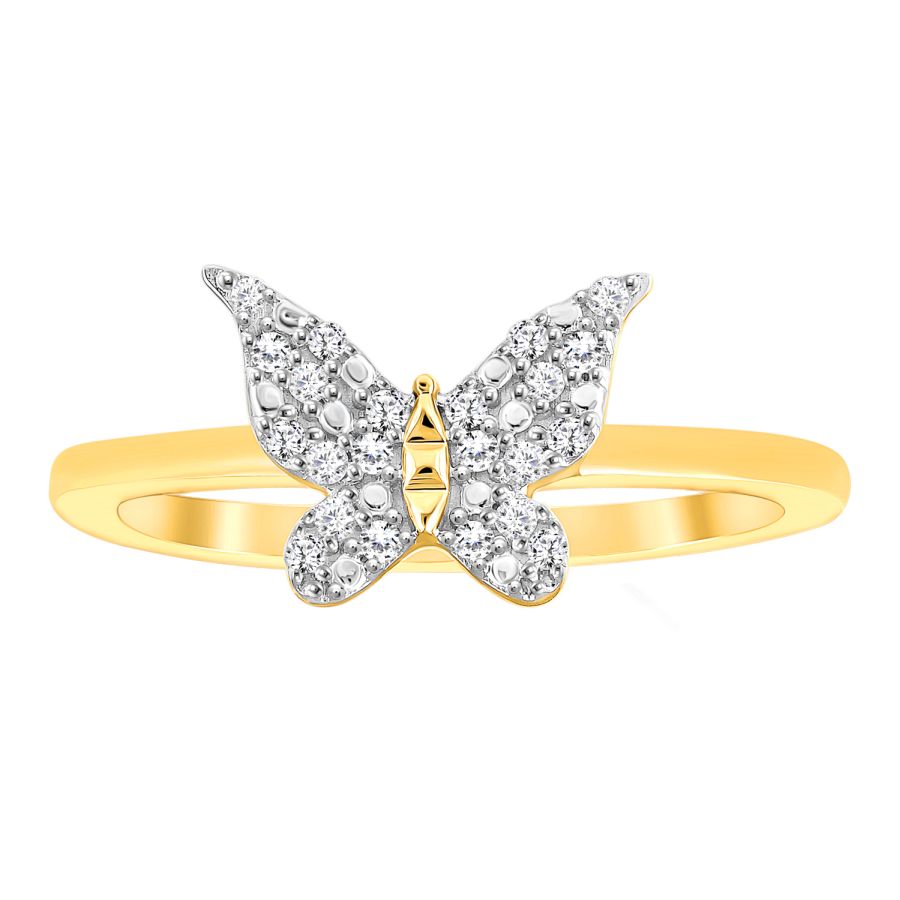 LADIES RING 0.10CT ROUND DIAMOND 10K YELLOW GOLD