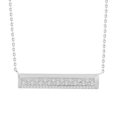 LADIES NECKLACE 0.50CT ROUND/BAGUETTE DIAMOND 10K WHITE GOLD