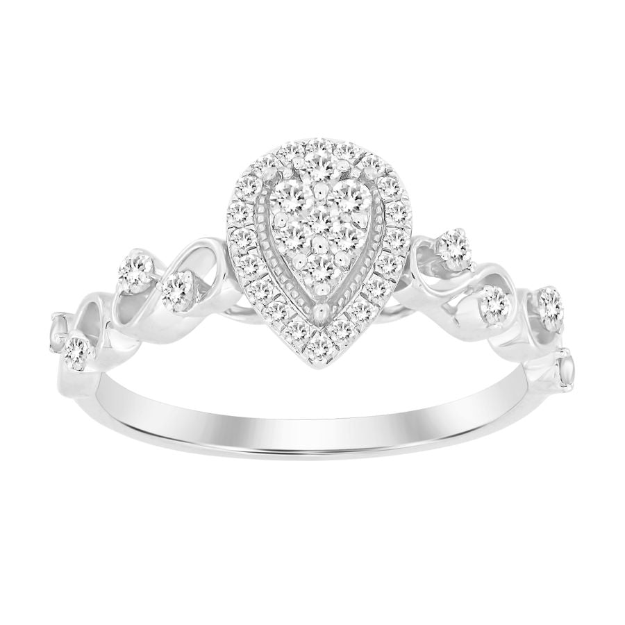 LADIES RING 0.25CT ROUND DIAMOND 10K WHITE GOLD