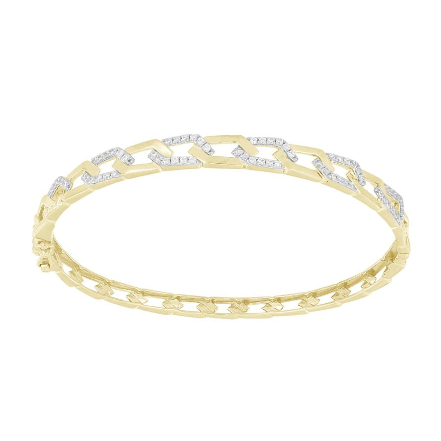 LADIES BANGLE 0.50CT ROUND DIAMOND 10K YELLOW GOLD