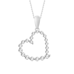 LADIES HEART PENDANT 0.25CT ROUND DIAMOND 14K WHITE GOLD (SI QUALITY)