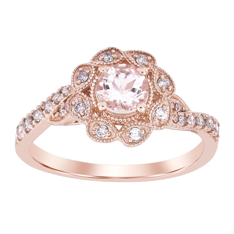 LADIES RING 0.65CT ROUND DIAMOND 10K ROSE GOLD