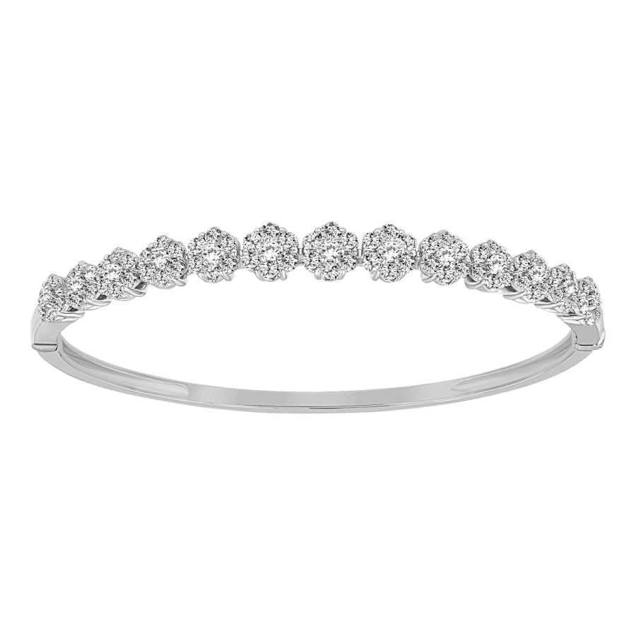 LADIES BANGLE 2.50CT ROUND DIAMOND 14K WHITE GOLD