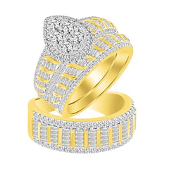 LADIES TRIOS SET 2.00CT ROUND/BAGUETTE DIAMOND 10K YELLOW GOLD