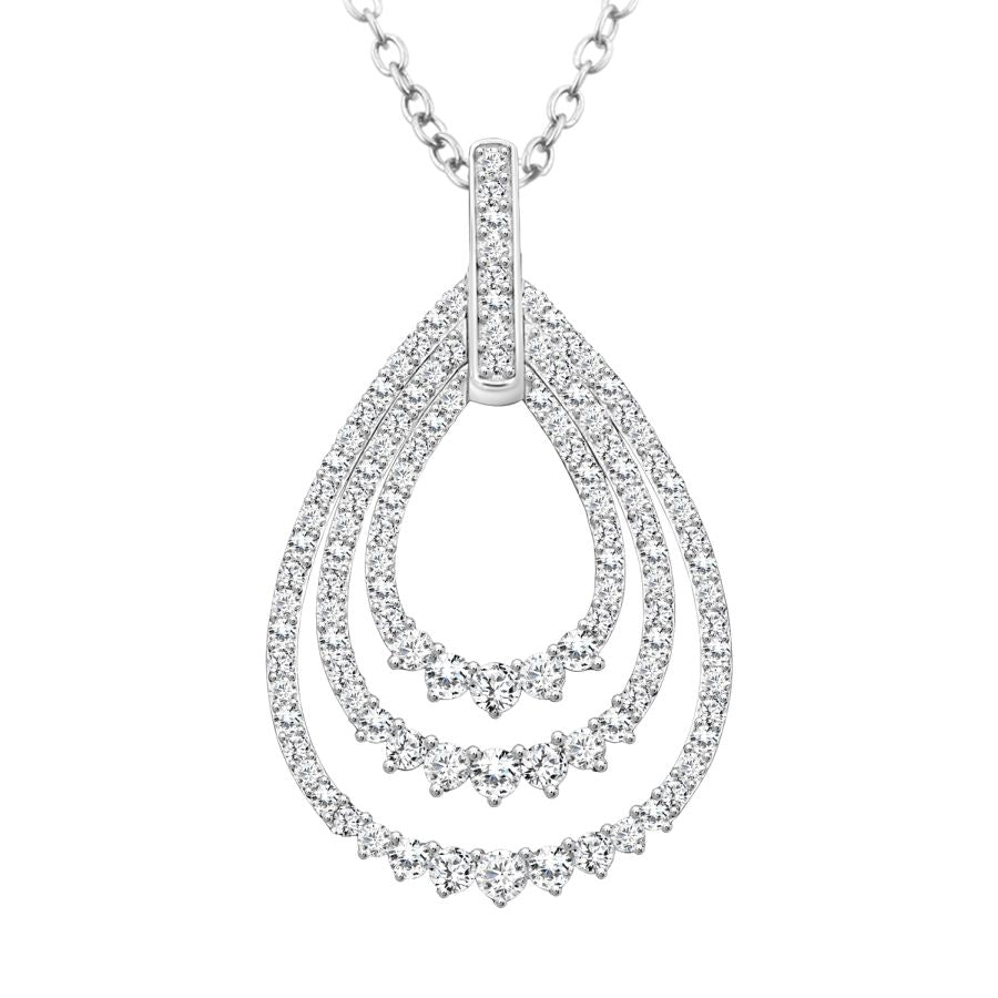 LADIES PENDANT 1.00CT ROUND DIAMOND 14K WHITE GOLD