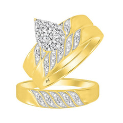 LADIES TRIOS SET 0.33CT ROUND DIAMOND 10K YELLOW GOLD