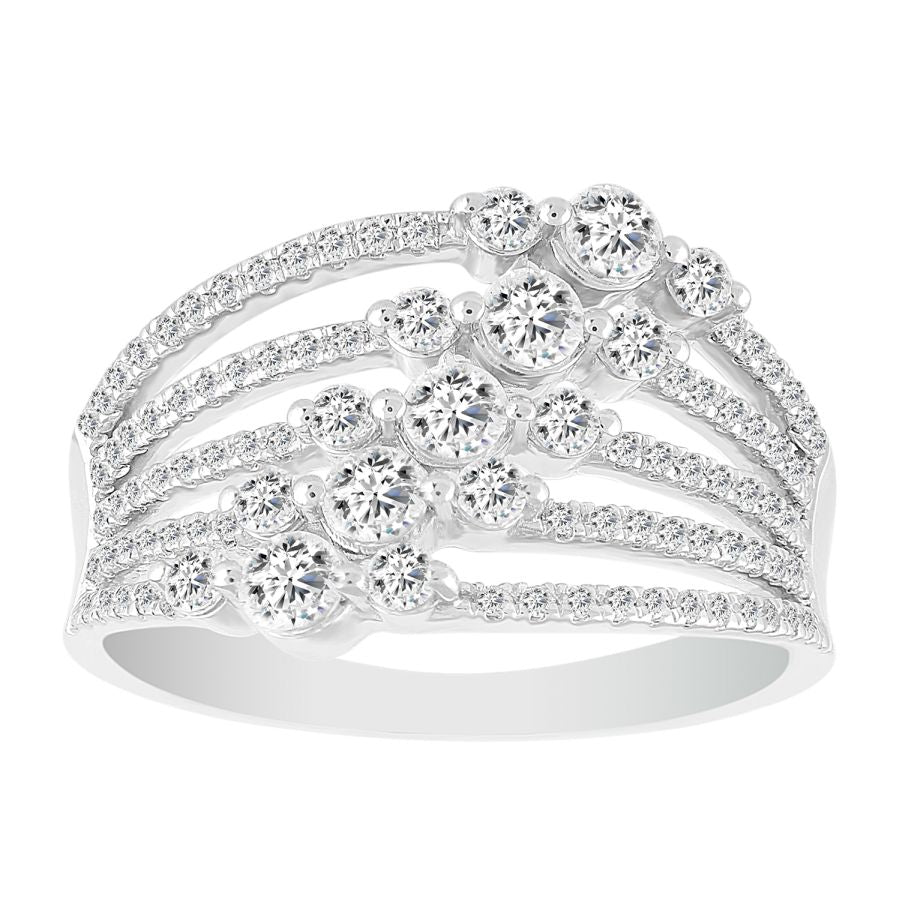 LADIES BAND 1.00CT ROUND DIAMOND 14K WHITE GOLD