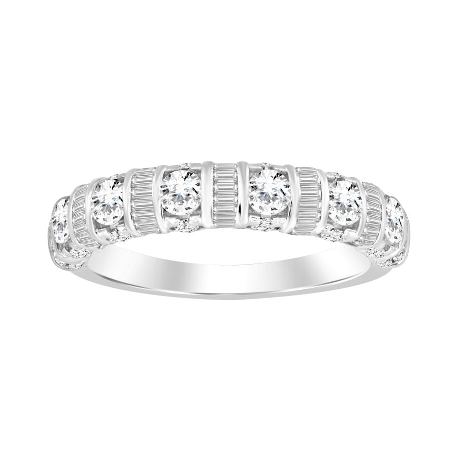 LADIES BAND 1.00CT ROUND/BAGUETTE DIAMOND 14K WHITE GOLD