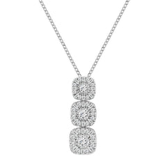 LADIES PENDANT WITH CHAIN 1.00CT ROUND/BAGUETTE DIAMOND 10K WHITE GOLD