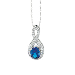 LADIES PENDANT 1.00CT ROUND/OVAL DIAMOND 14K WHITE GOLD WITH CHAIN (TANZANITE OVAL DIAMOND 0.80CT)