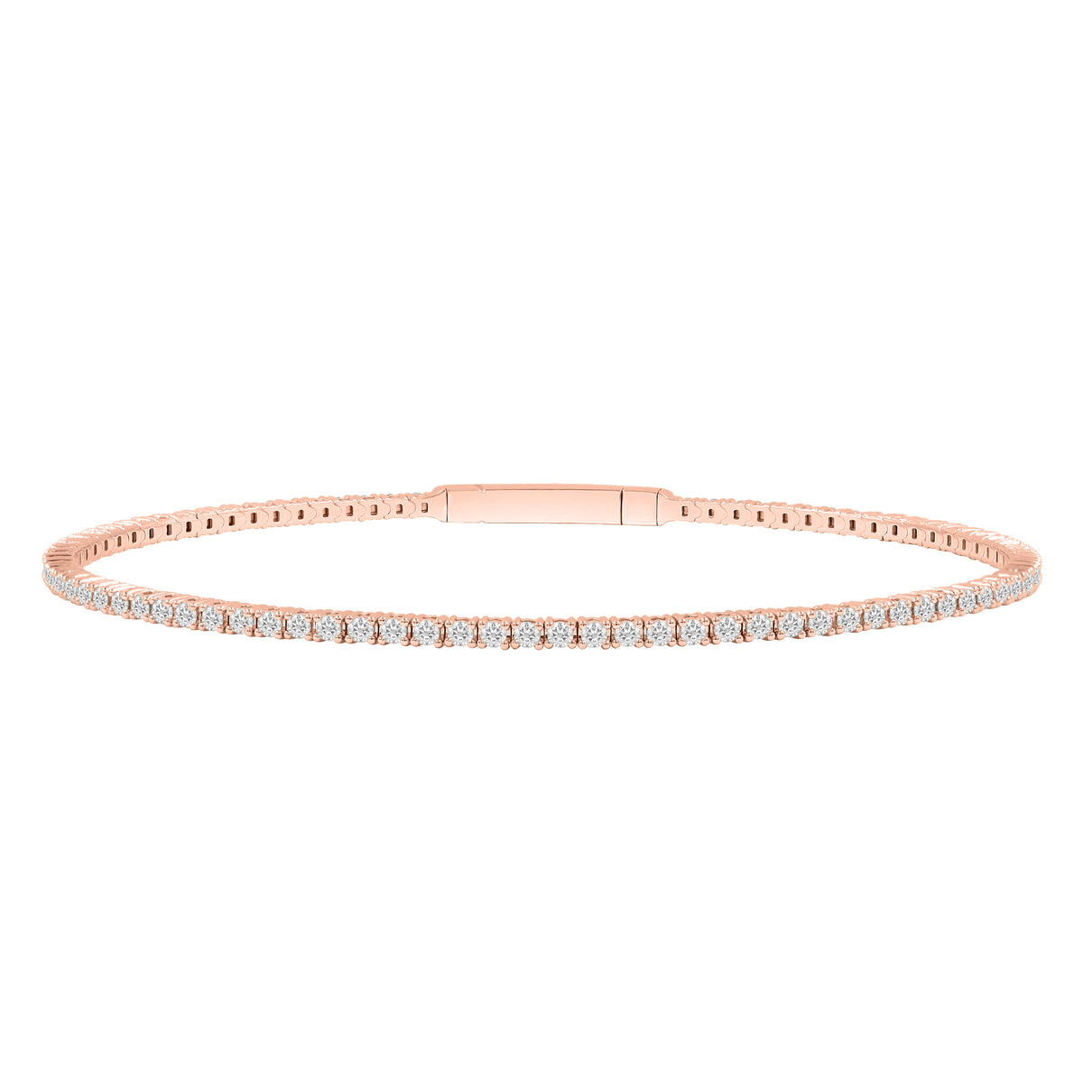 LADIES FLEXIBLE BANGLE 3.00CT ROUND DIAMOND 14K ROSE GOLD