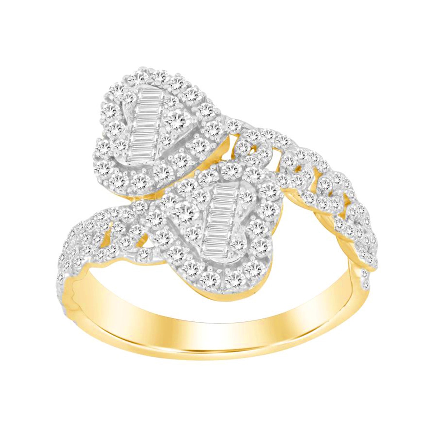 LADIES BAND 0.75CT ROUND/BAGUETTE DIAMOND 14K YELLOW GOLD