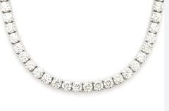 LADIES 4P TENNIS NECKLACE 8.00CT ROUND DIAMOND 14K WHITE GOLD