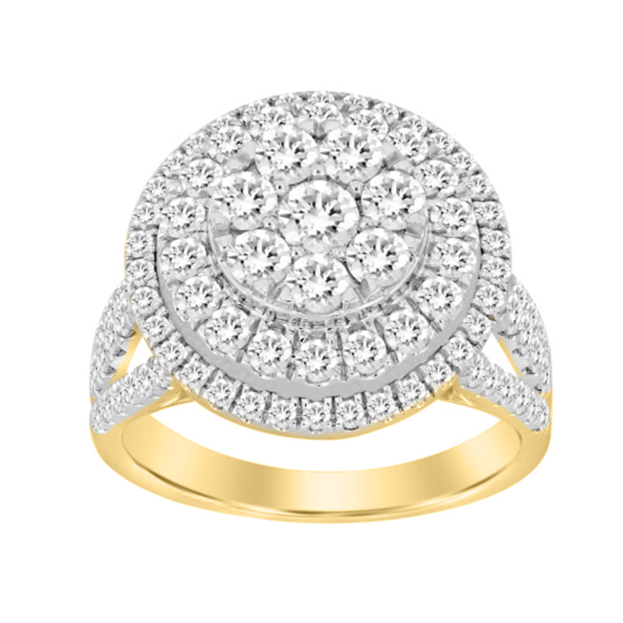 LADIES RING 2.00CT ROUND DIAMOND 14K YELLOW GOLD (SI QUALITY)