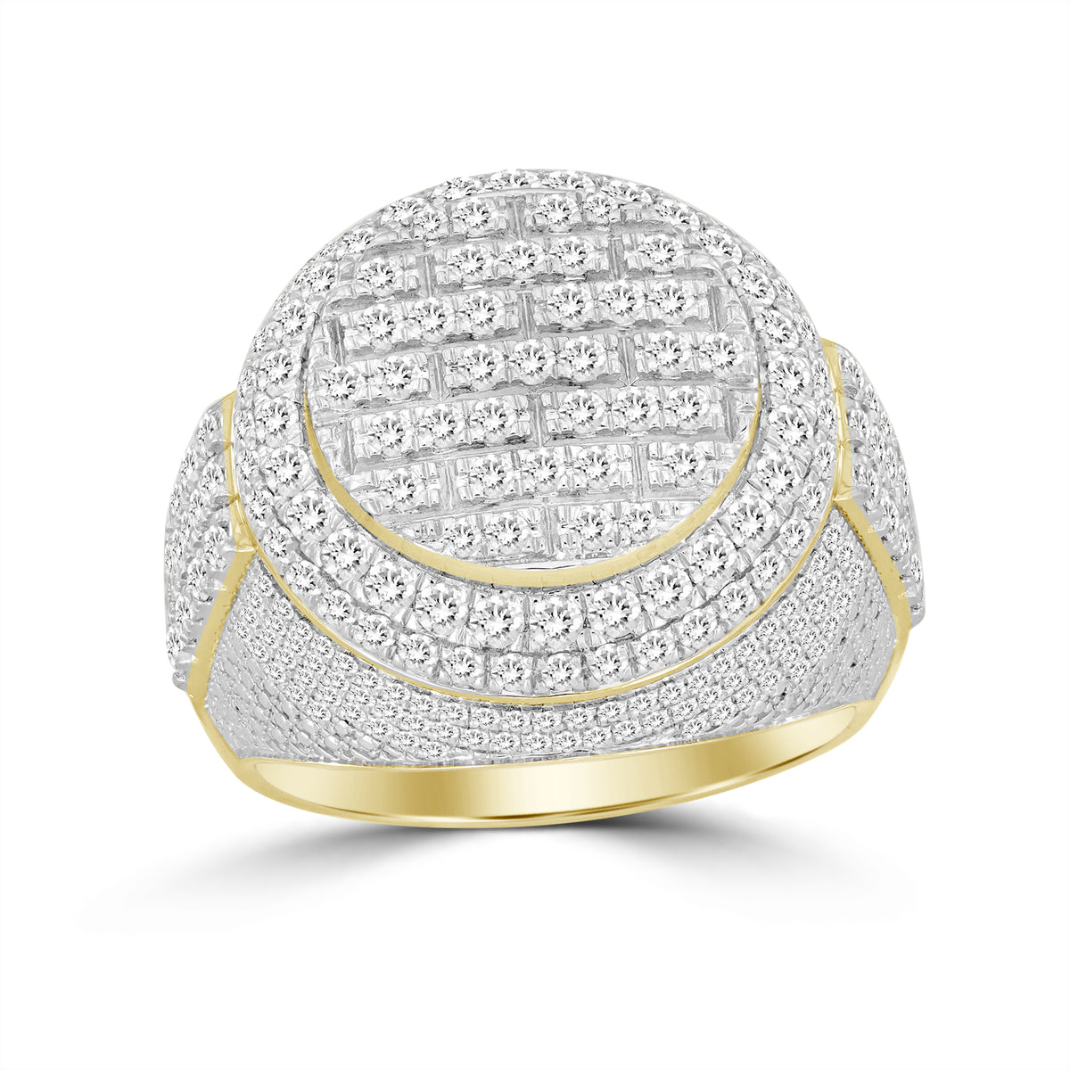 MEN'S RING 2.00CT ROUND DIAMOND 10K YELLOW GOLD