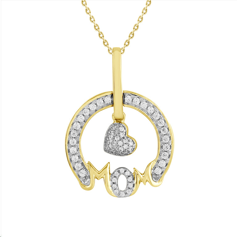 LADIES PENDANT WITH CHAIN 0.25CT ROUND DIAMOND 10K YELLOW GOLD