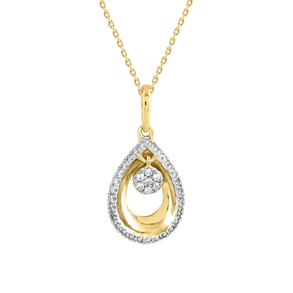 LADIES PENDANT WITH CHAIN 0.10CT ROUND DIAMOND 10K YELLOW GOLD