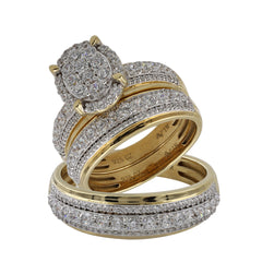 LADIES TRIO SET 2.00CT ROUND DIAMOND 10K YELLOW GOLD