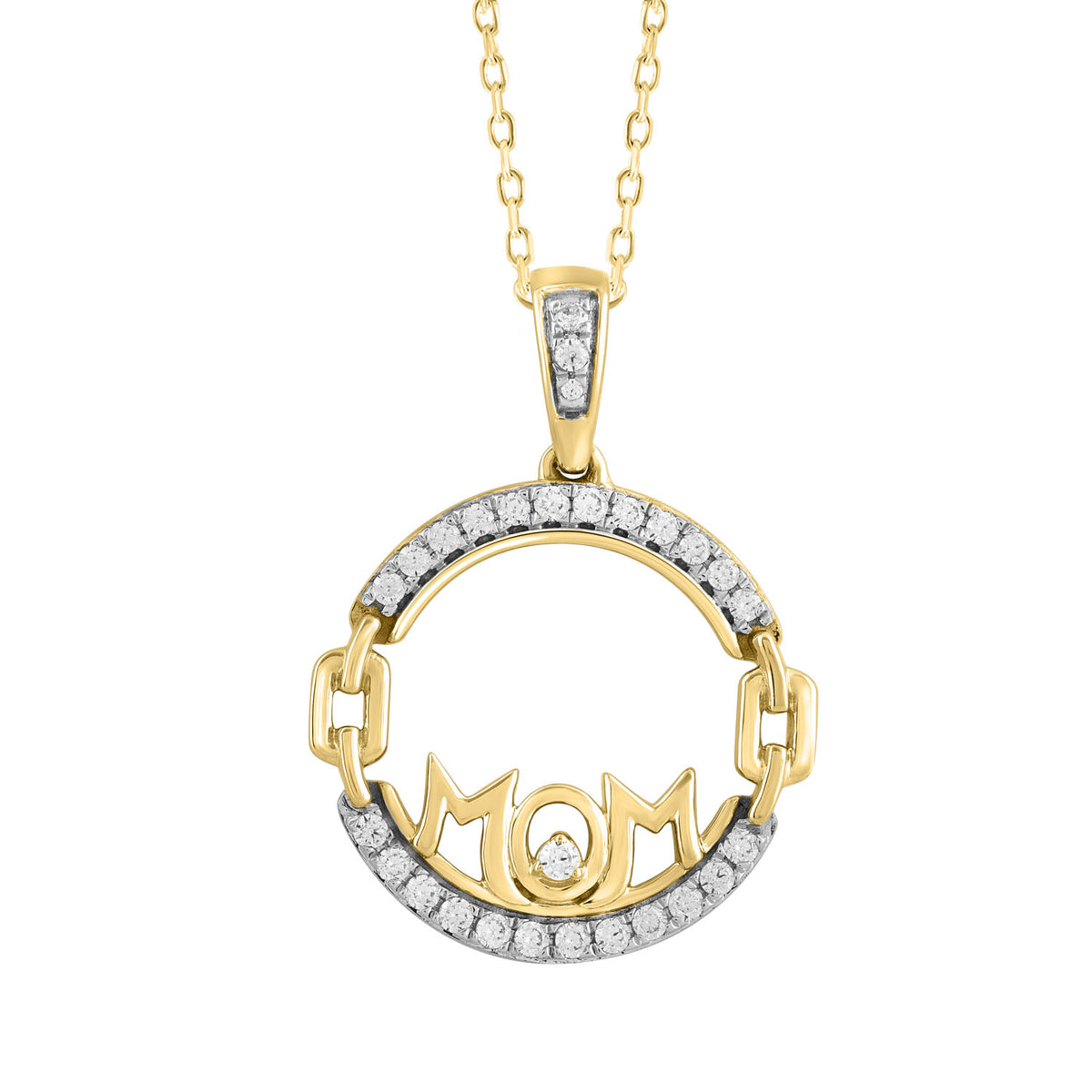 LADIES PENDANT WITH CHAIN 0.25CT ROUND DIAMOND 14K YELLOW GOLD