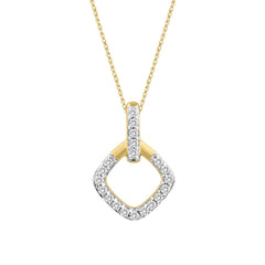 LADIES PENDANT WITH CHAIN 0.13CT ROUND DIAMOND 10K YELLOW GOLD