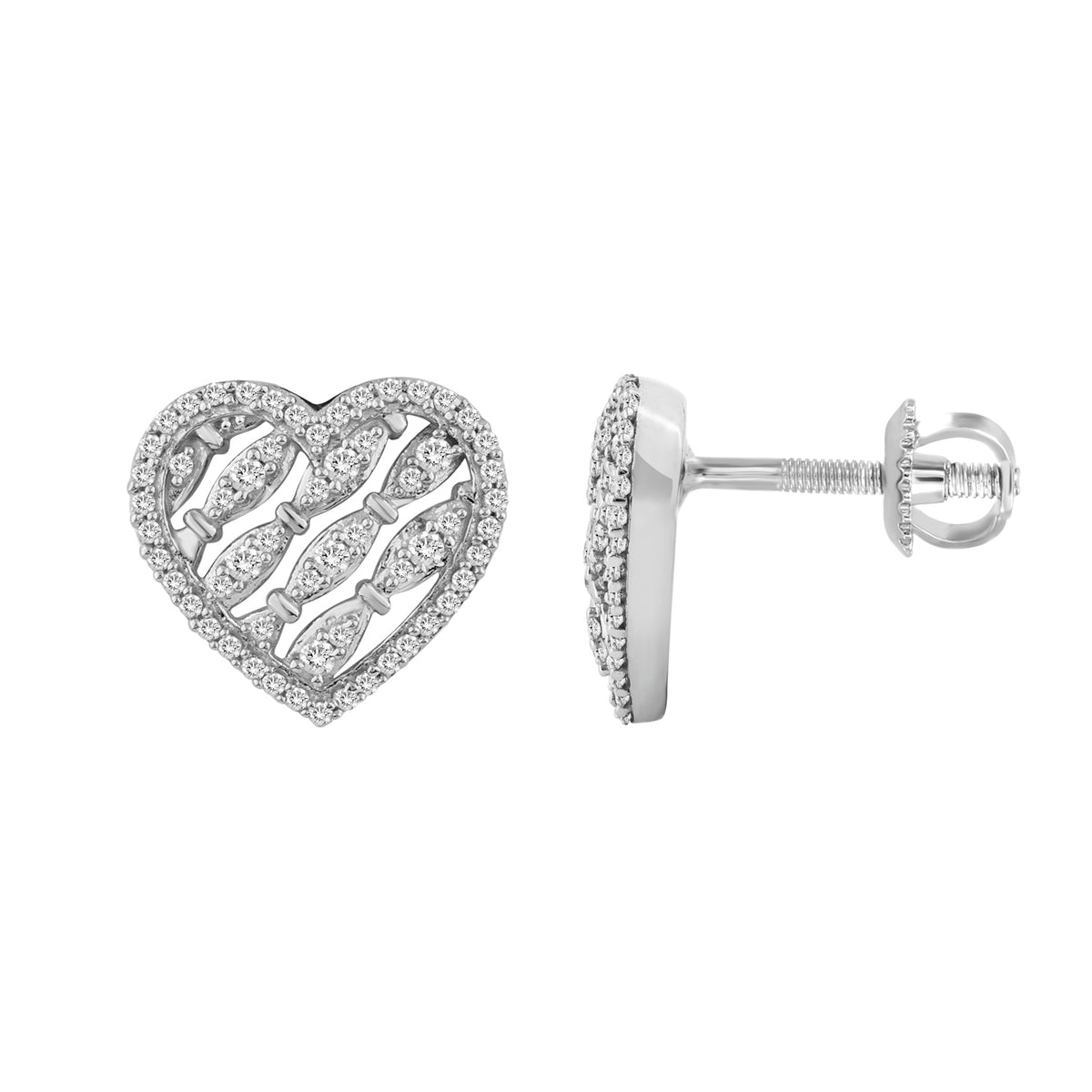 LADIES EARRINGS 0.33CT ROUND DIAMOND 10K WHITE GOLD