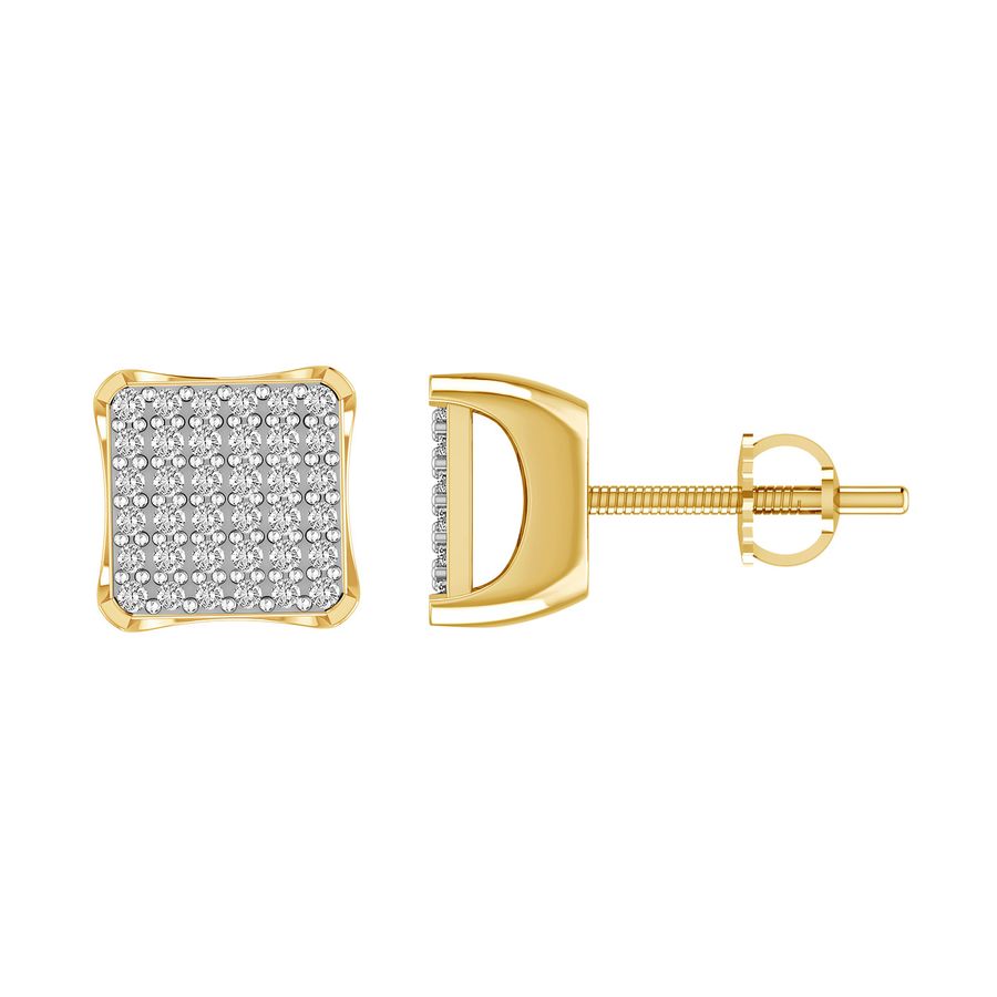 LADIES STUD EARRINGS 0.33CT ROUND DIAMOND 10K YELLOW GOLD