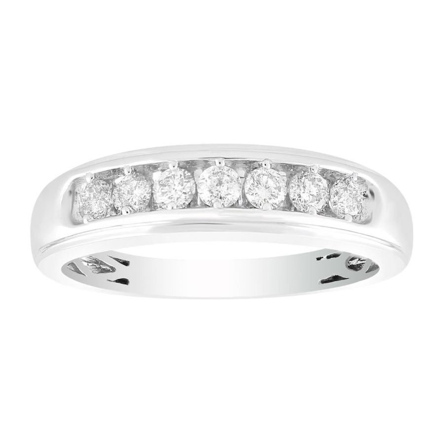 MEN'S BAND 0.50CT ROUND DIAMOND 10K WHITE GOLD