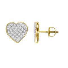 MEN'S HEART YUVA EARRING 0.25CT ROUND DIAMOND 10K YELLOW GOLD