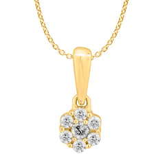 LADIES PENDANT WITH CHAIN 0.15CT ROUND DIAMOND 14K YELLOW GOLD