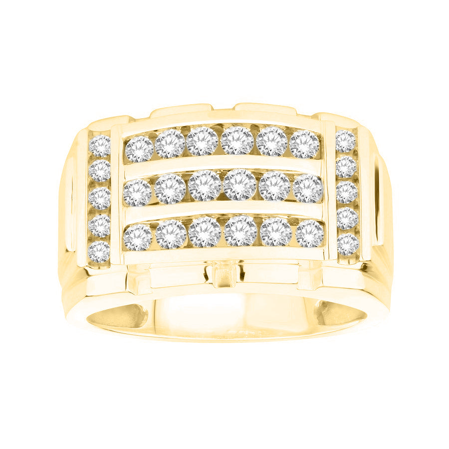 MEN'S RING 1.00CT ROUND DIAMOND 10K YELLOW GOLD