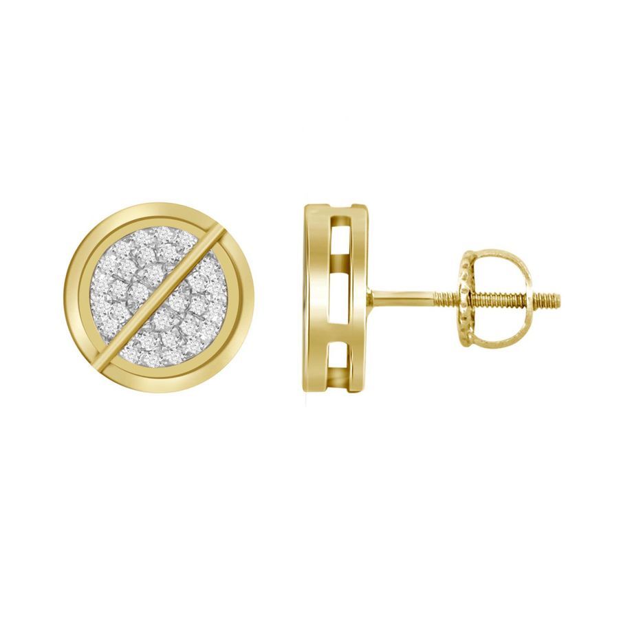 LADIES STUD EARRINGS 1.00CT ROUND DIAMOND 10K YELLOW GOLD