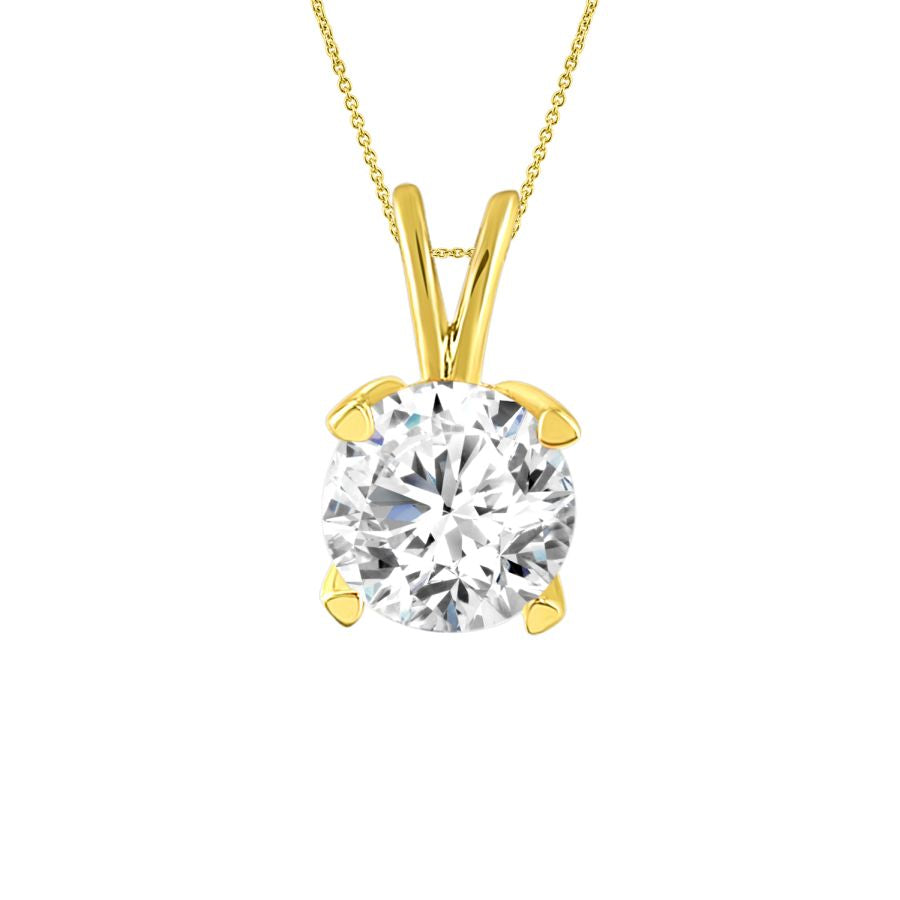 SOLITAIRE LADIES PENDANT 0.33CT ROUND DIAMOND 14K YELLOW GOLD