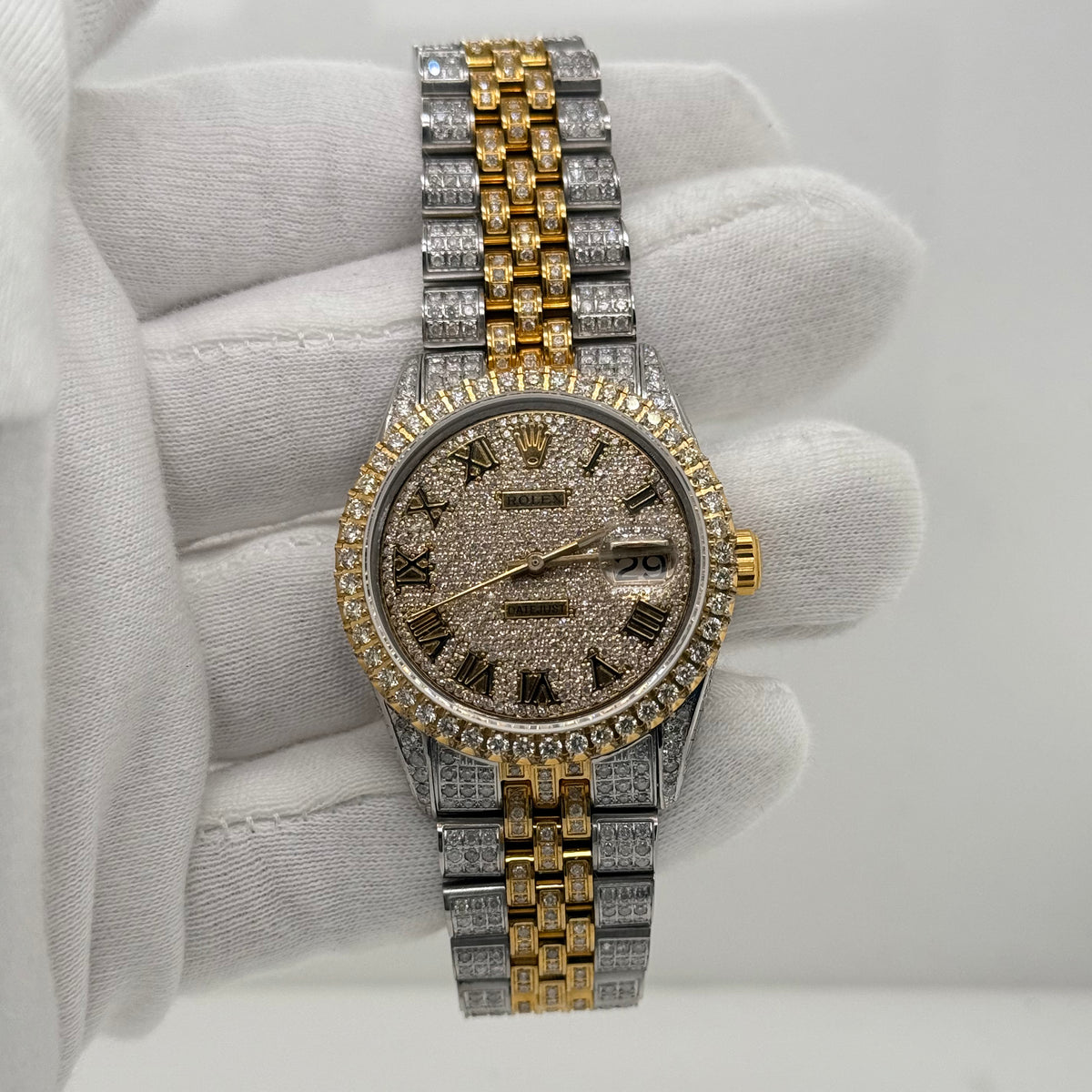 Rolex DateJust 36mm – Iced Out, Two-Tone Gold