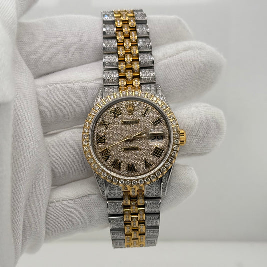 Rolex DateJust 36mm – Iced Out, Two-Tone Gold
