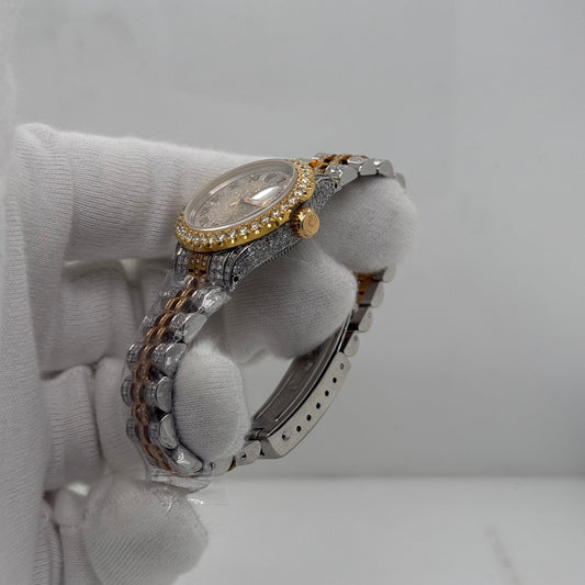 Rolex DateJust 26mm – Fully Iced Out Two-Tone with Natural Diamonds